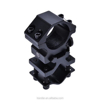 25.4mm Lega di alluminio staccabile montatura doppio anello per torcia nera e 100g di peso