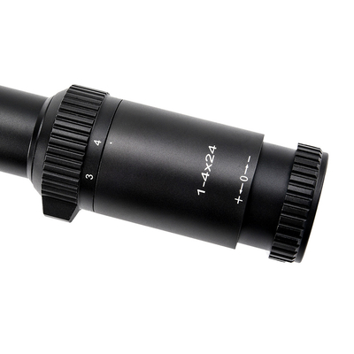 1-4x24 illuminato 30mm tubo di vetro reticolo tattico ambito con potenza massima di uscita 0