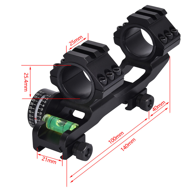 Scope Mount Matte Black Finish Dual Rings Indicatore di livello e angolo di bolla per 21 mm