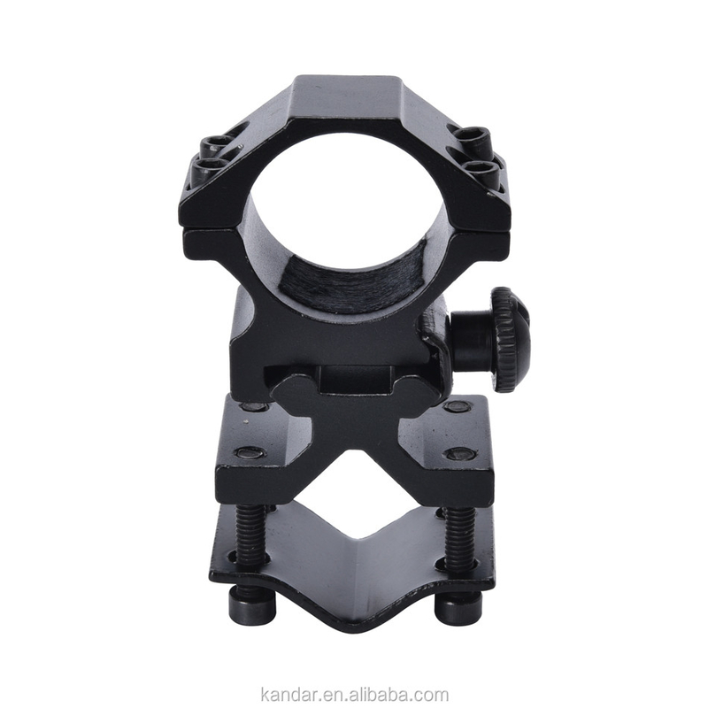 25.4mm Lega di alluminio staccabile montatura doppio anello per torcia nera e 100g di peso